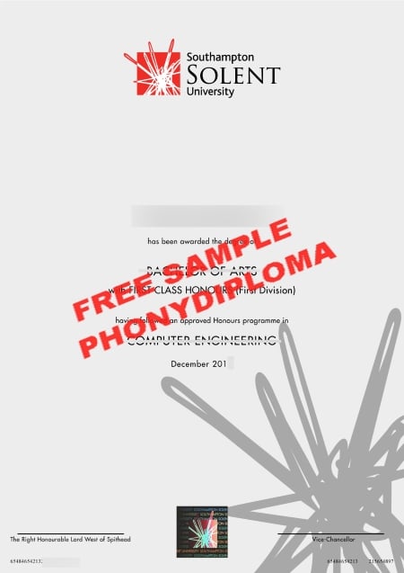 Uk Southampton Solent University Free Sample From Phonydiploma