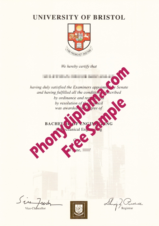 Uk University Of Bristol Free Sample From Phonydiploma
