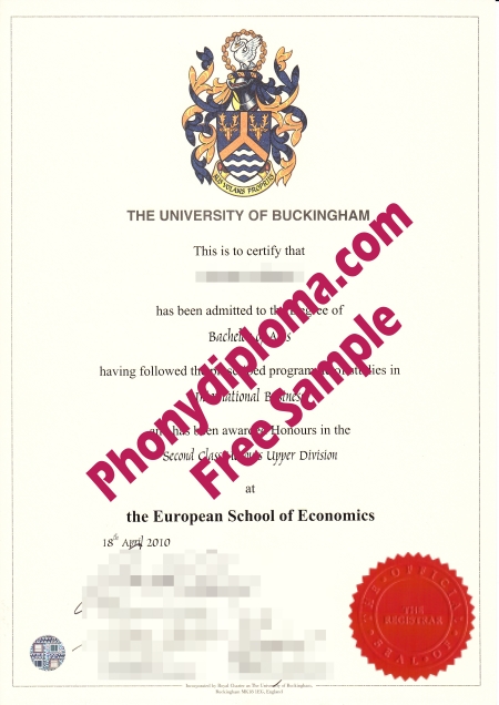 Uk University Of Buckingham Free Sample From Phonydiploma