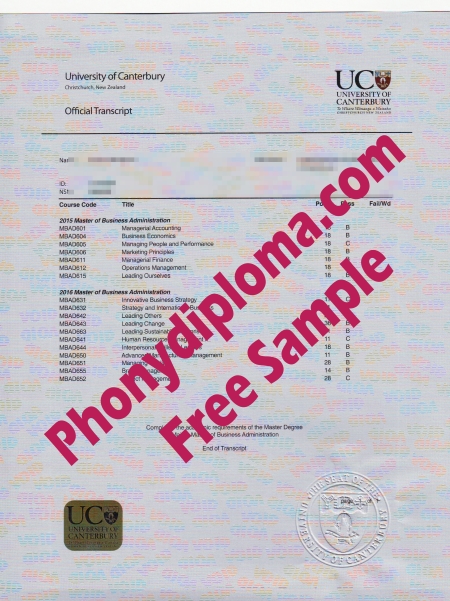Uk University Of Canterbury Actual Match Transcript Free Sample From Phonydiploma