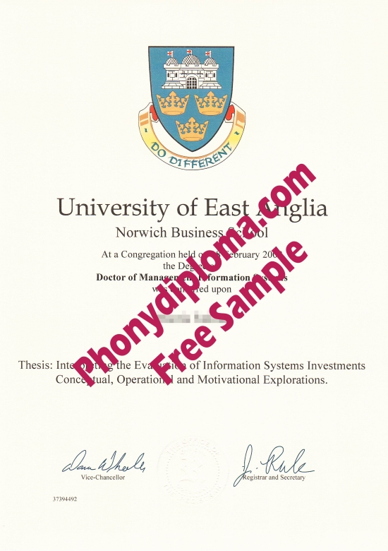Uk University Of East Anglia Free Sample From Phonydiploma