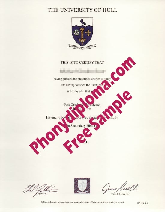 Uk University Of Hull Free Sample From Phonydiploma
