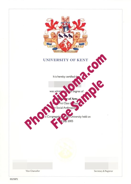 Uk University Of Kent Free Sample From Phonydiploma