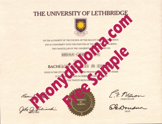Uk University Of Lethbridge Free Sample From Phonydiploma