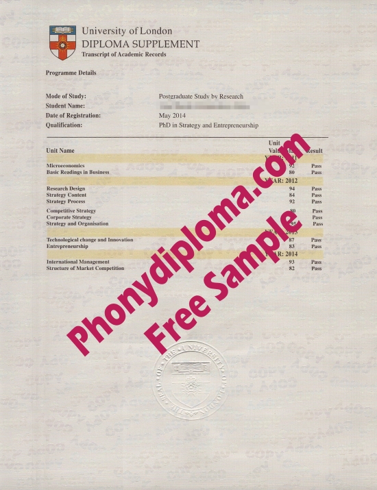 Uk University Of London Actual Match Transcript Free Sample From Phonydiploma