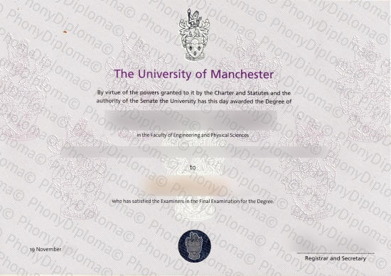Uk University Of Manchester Textured Free Sample From Phonydiploma