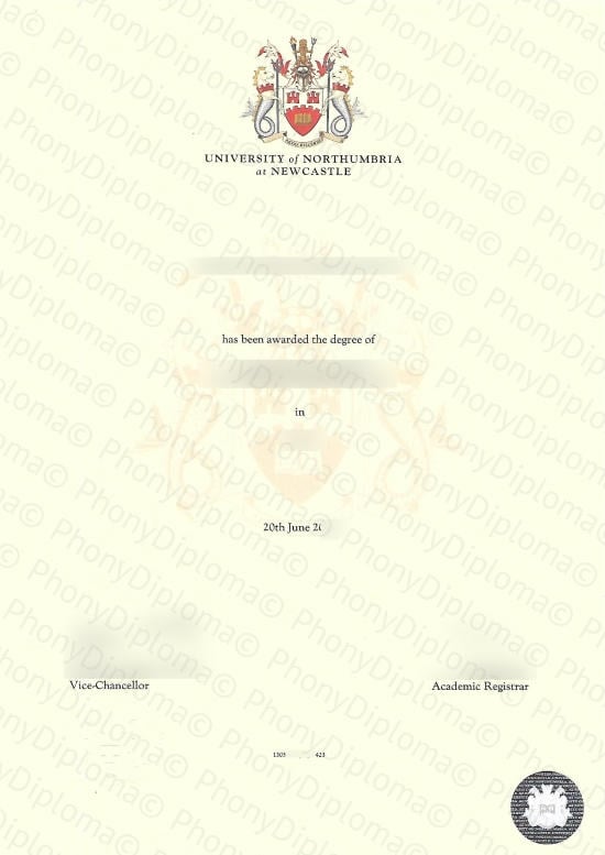 Uk University Of Northumbria At Newcastle Free Sample From Phonydiploma