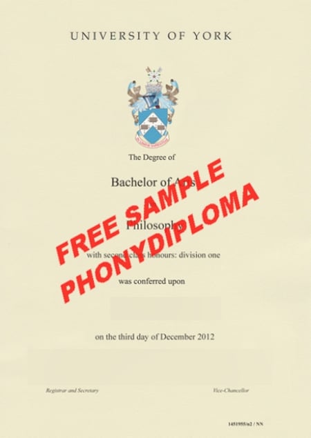 Uk University Of York Free Sample From Phonydiploma