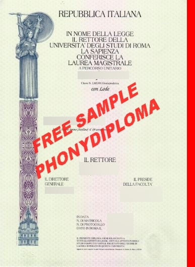  Italy Repubblica Italiana Universita Degli Studi Di Roma Sample From Phonydiploma