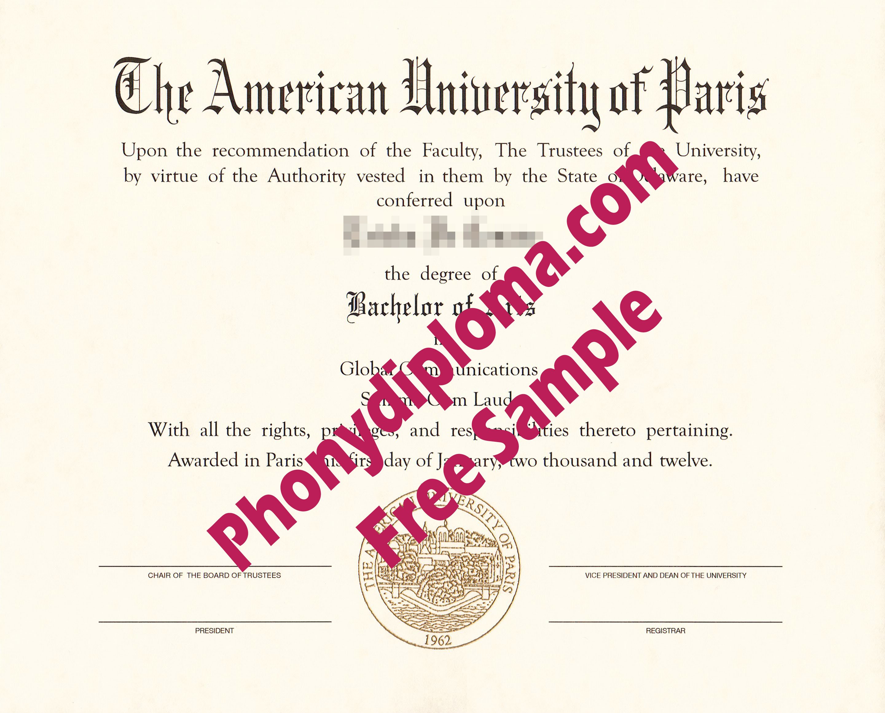 The American University Of Paris Free Sample From Phonydiploma