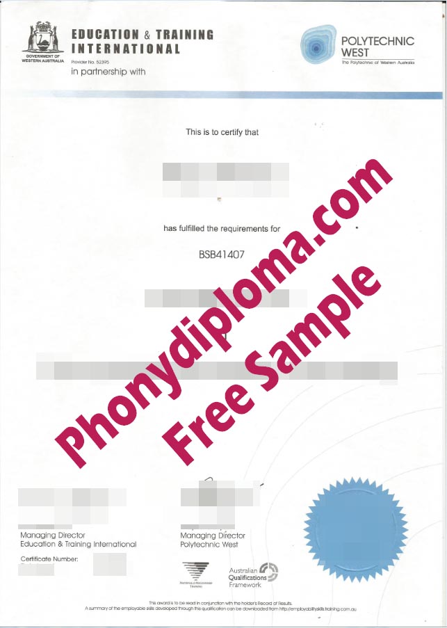 Polytechnic West Of Western Australia Free Sample From Phonydiploma