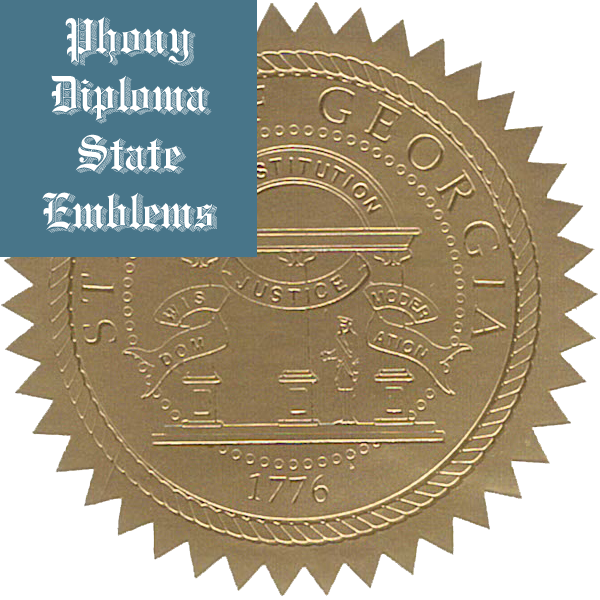 Georgia Embossed Gold State Emblem Applied To Fake Diplomas From Phonydiploma