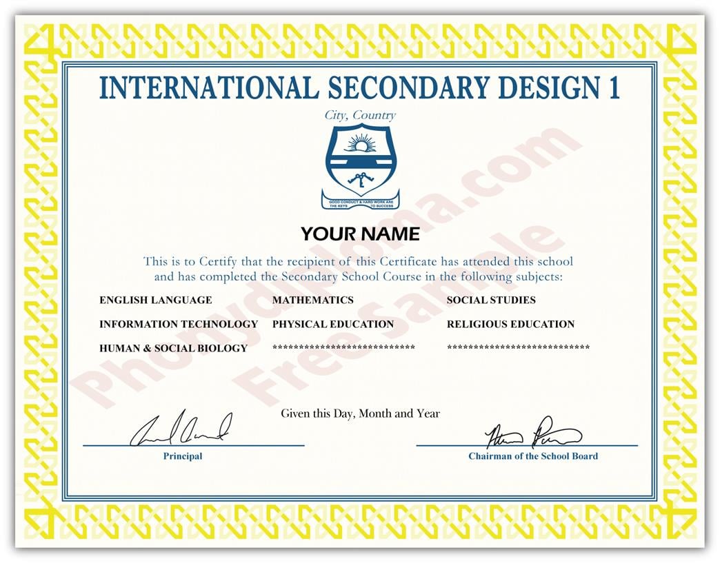 Fake High School Stock Design Diplomas