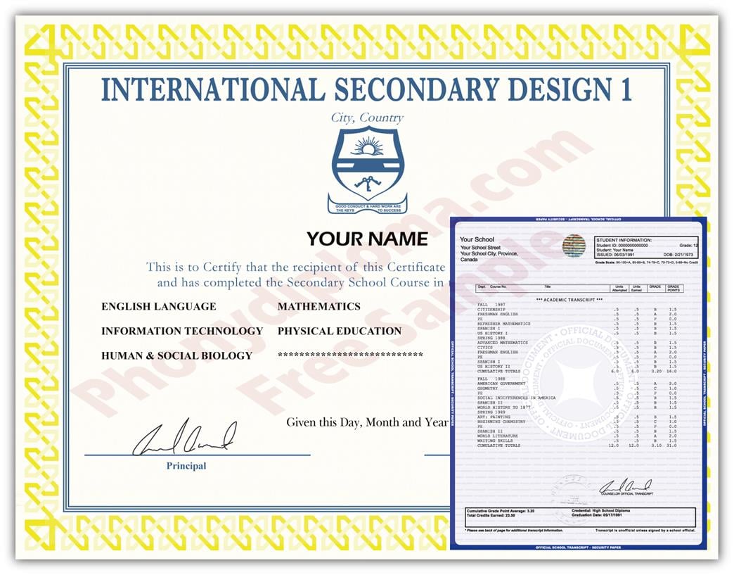 Fake High School International Design Diplomas from PhonyDiploma. 