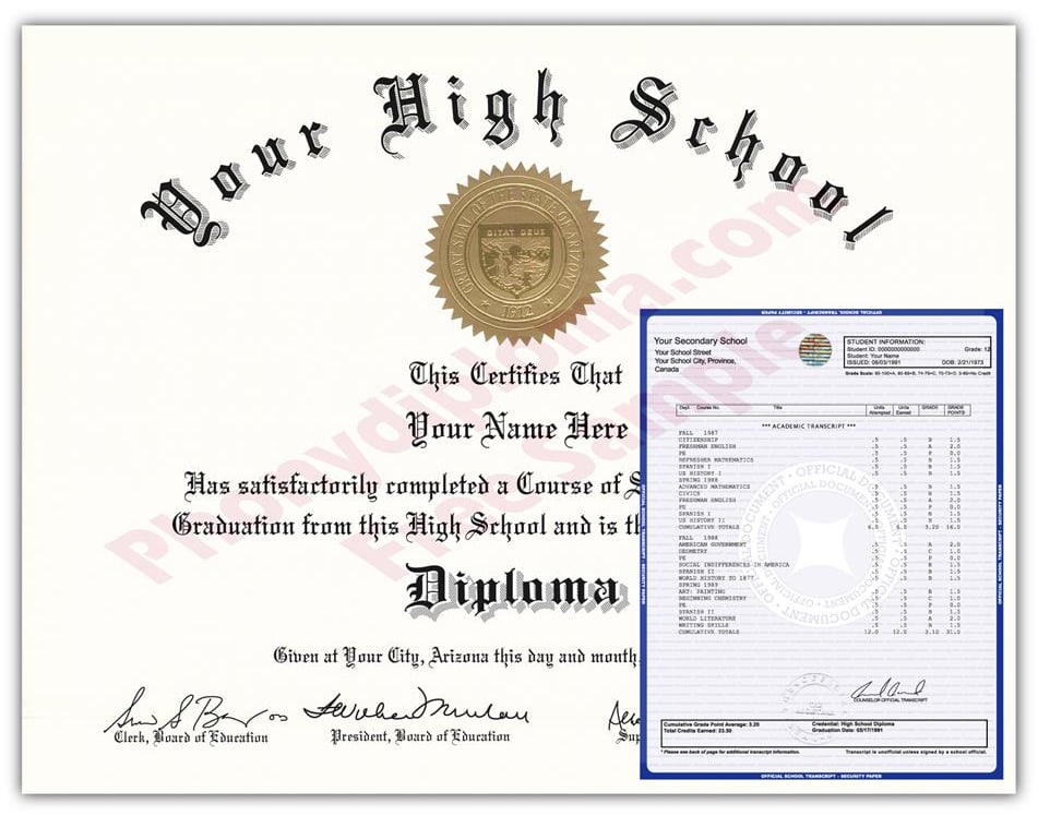 Fake High School State Design Diplomas & Transcripts