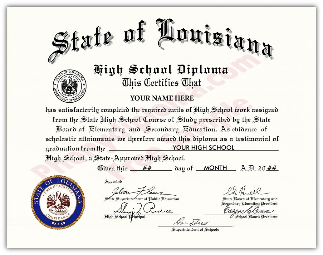 Fake Diplomas and Transcripts From Louisiana - PhonyDiploma.com Inside Ged Certificate Template