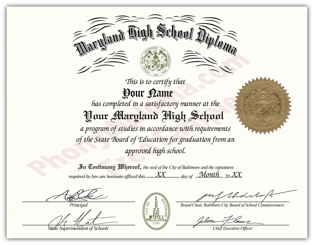 Fake Diplomas and Transcripts From Maryland - PhonyDiploma.com Throughout Ged Certificate Template