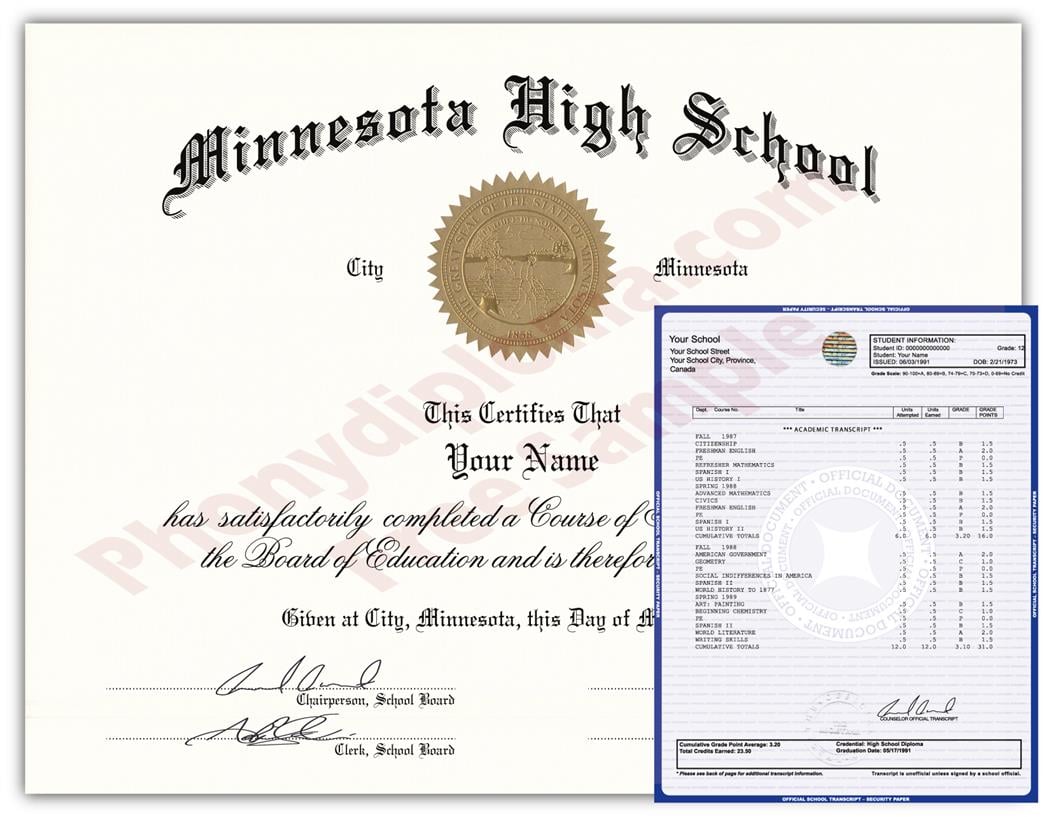 Fake High School State Design Diplomas & Transcripts