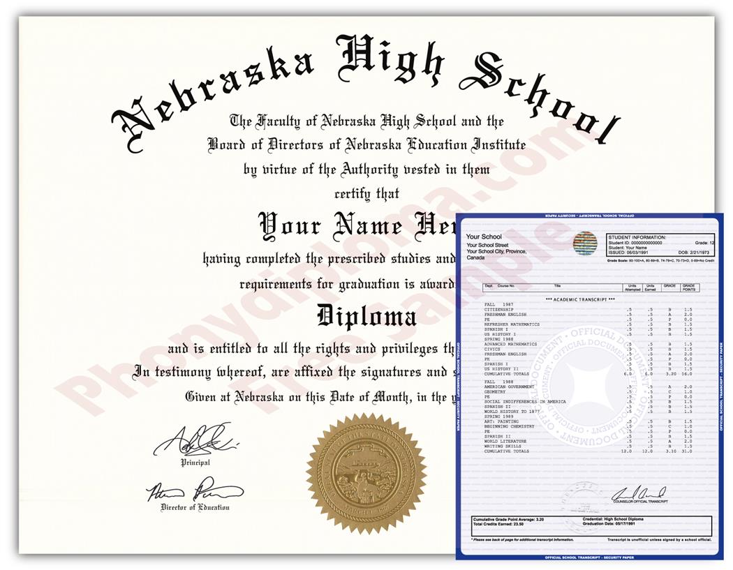 Fake High School State Design Diplomas & Transcripts