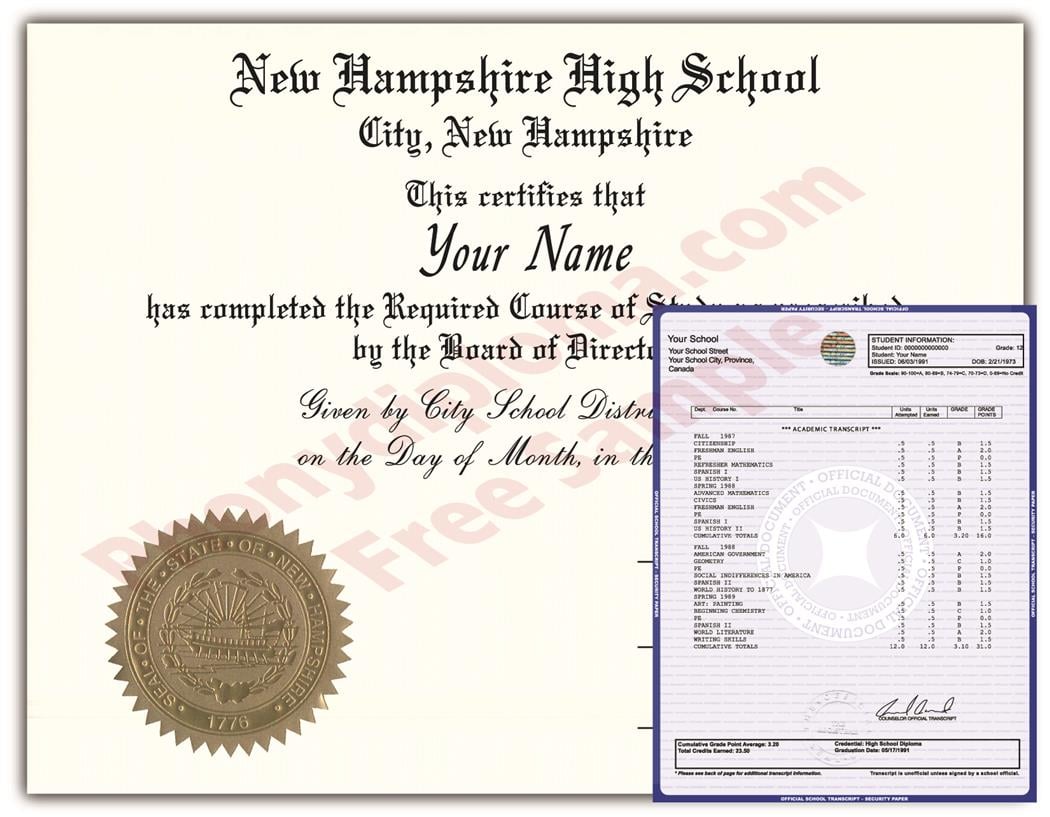 Fake High School State Design Diplomas & Transcripts