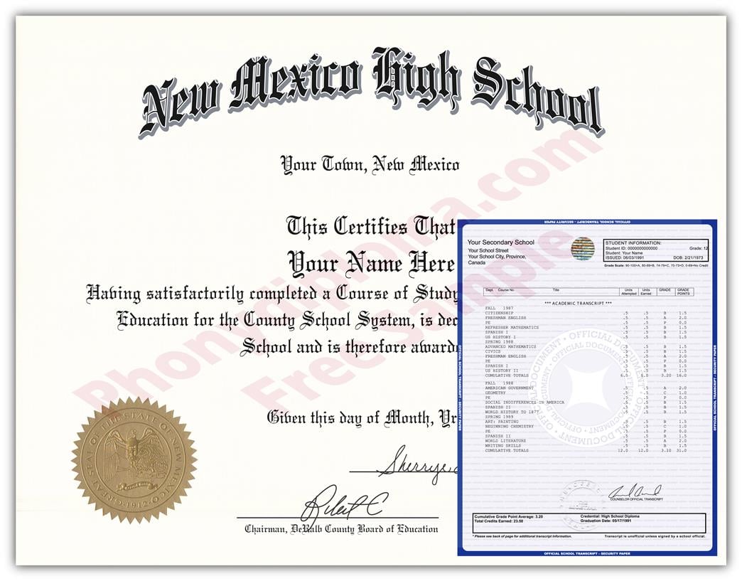 Fake High School State Design Diplomas & Transcripts