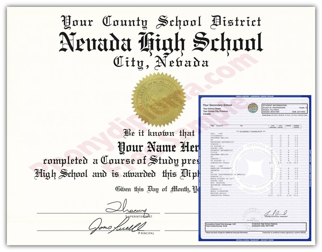 Fake High School State Design Diplomas & Transcripts