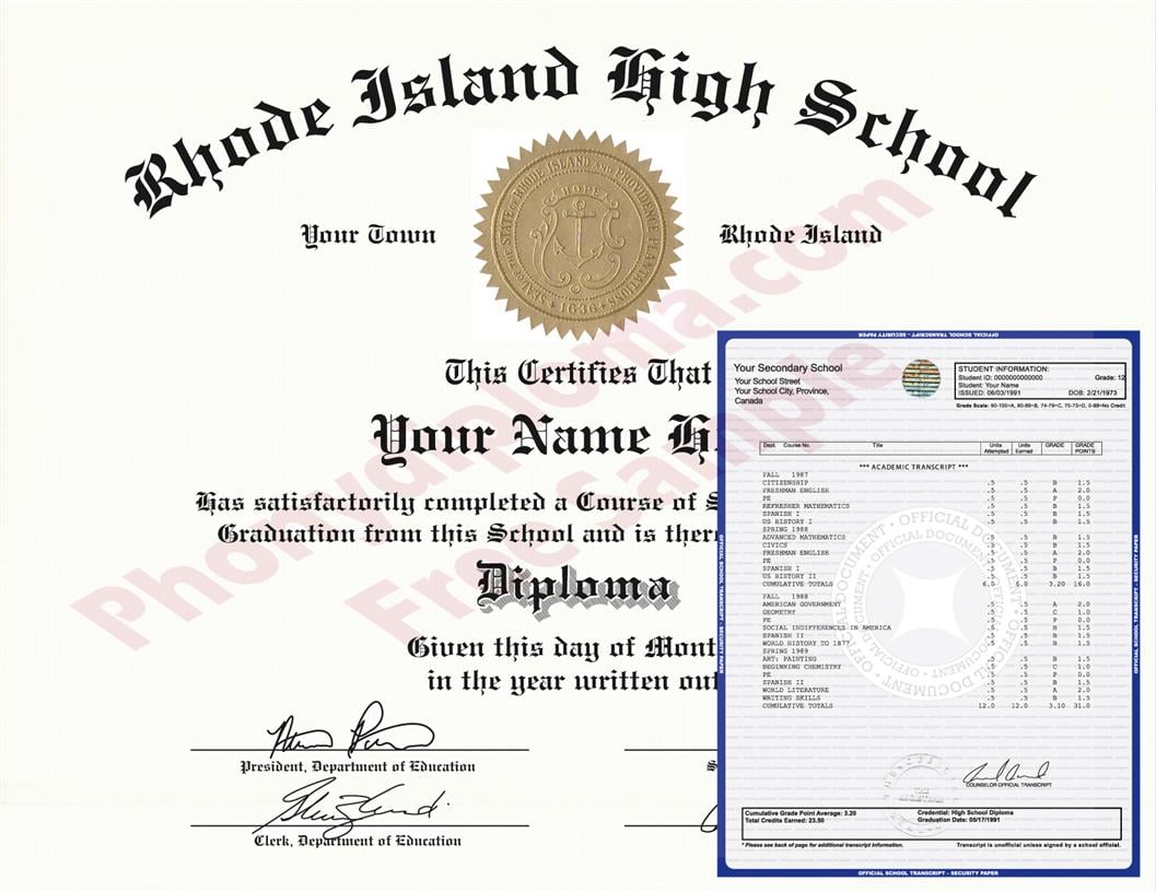 Fake High School State Design Diplomas & Transcripts