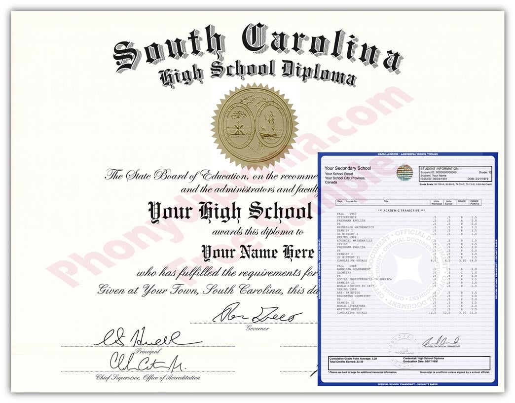Fake High School State Design Diplomas & Transcripts