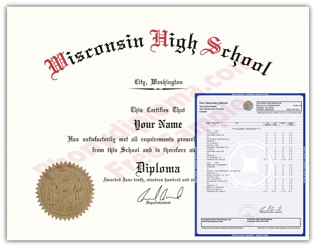 Fake High School State Design Diplomas & Transcripts