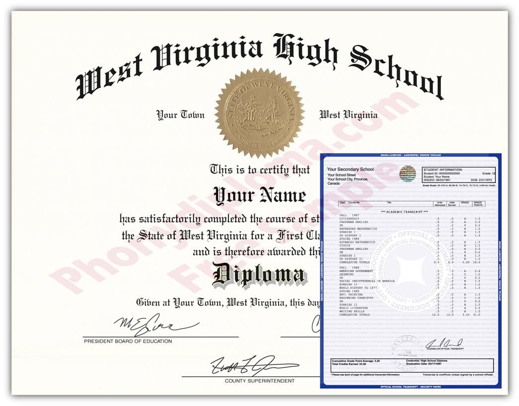 Fake High School State Design Diplomas & Transcripts