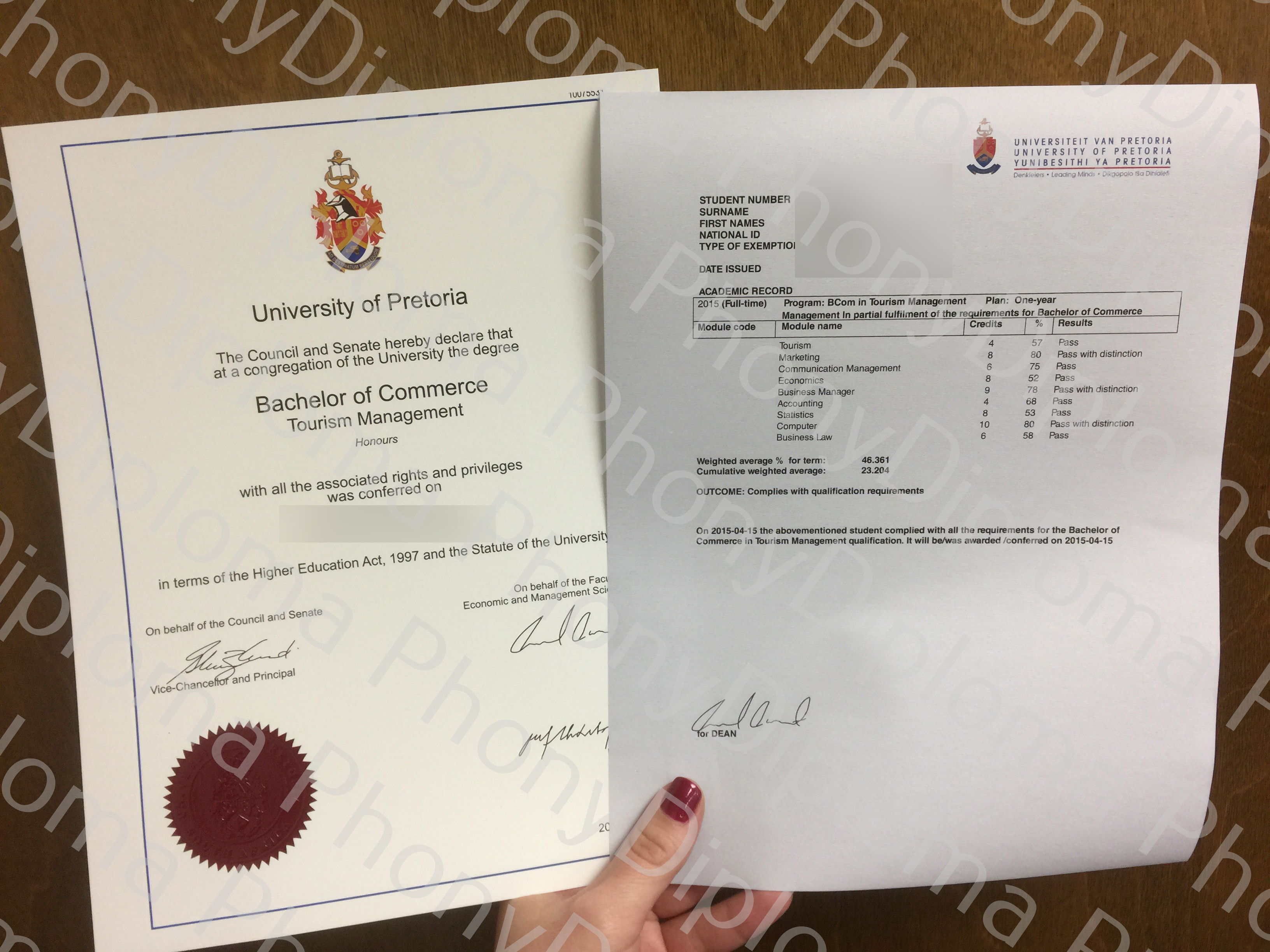 Fake Diploma and Transcripts from African University