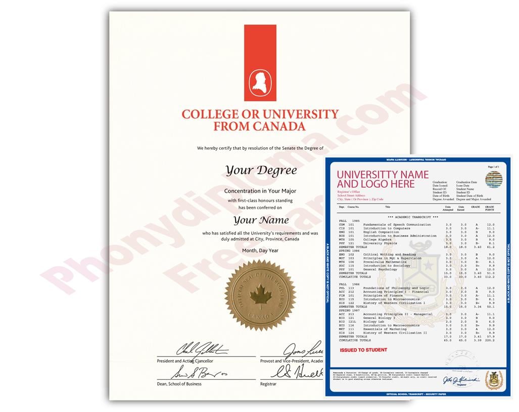 Canada Fake Diploma and Transcripts from United Kingdom University