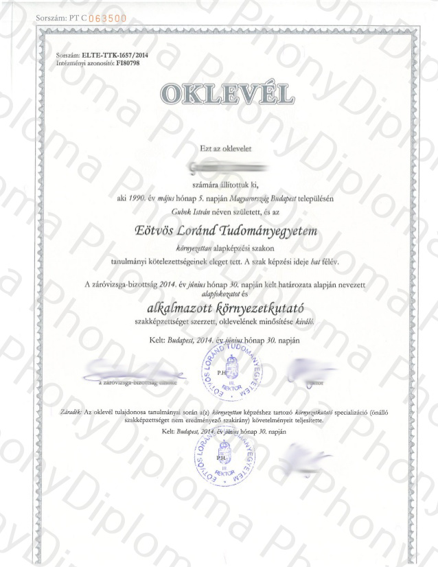 Fake Diploma from Hungary University