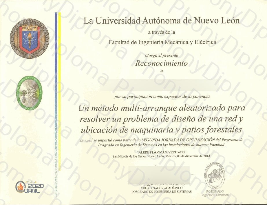 Fake Diploma from Mexico University Mexico D