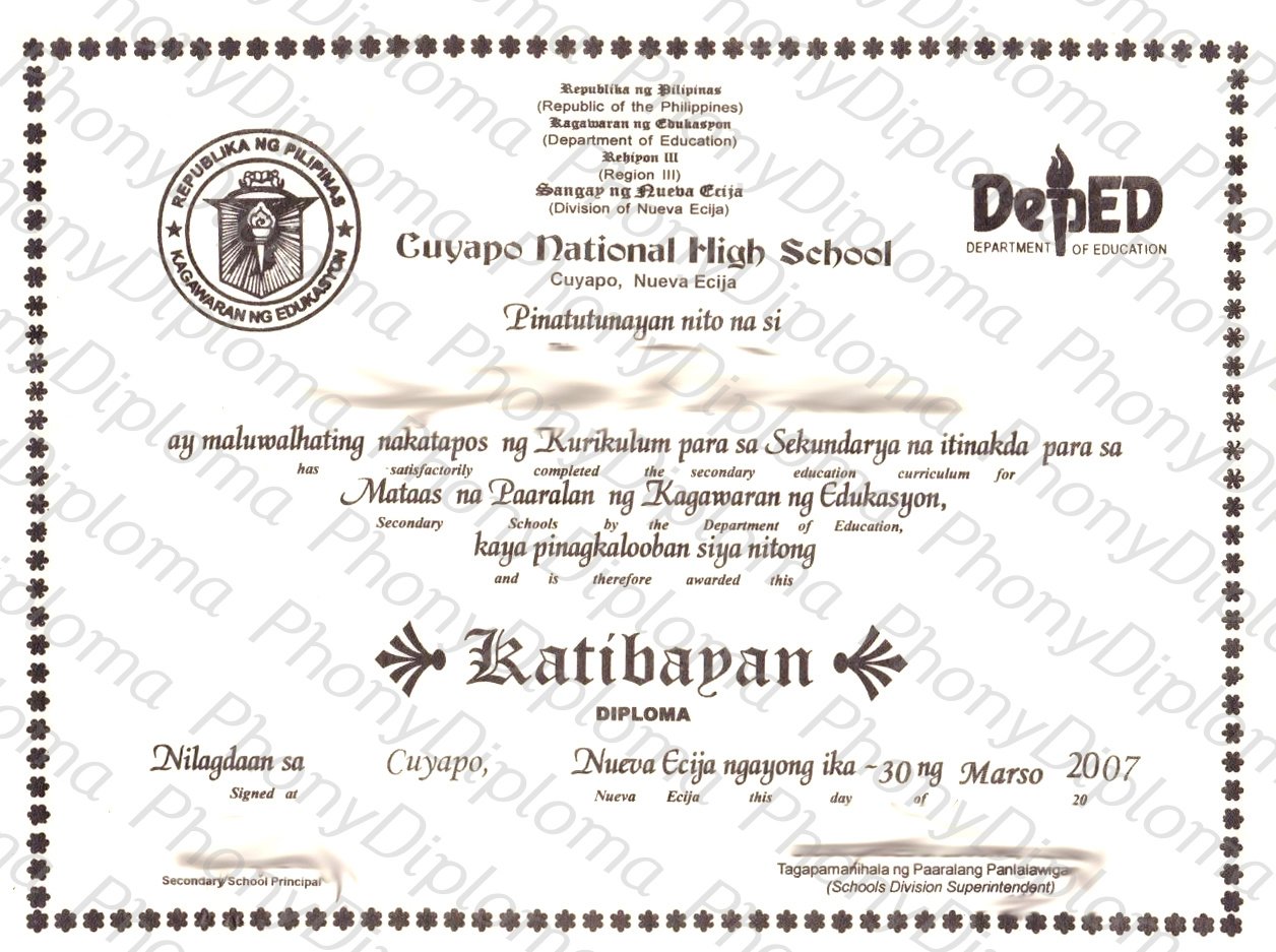 Fake Diploma from Philippines University Philippines D