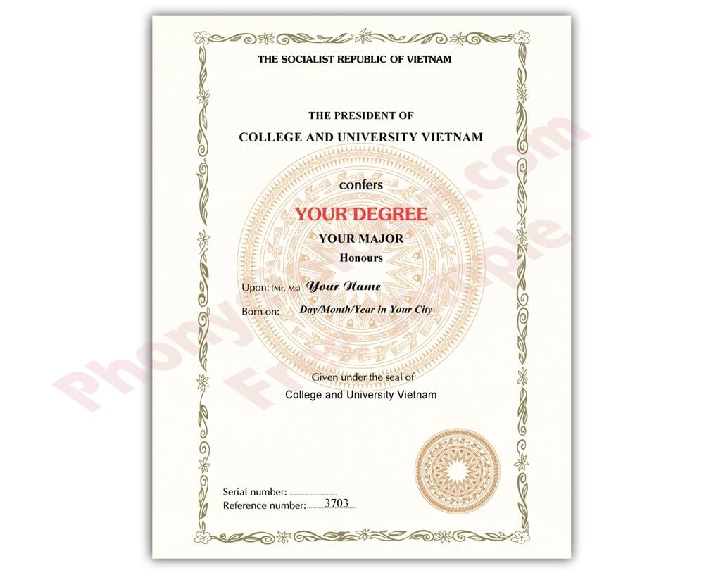 Fake Diploma from Vietnam University Vietnam D