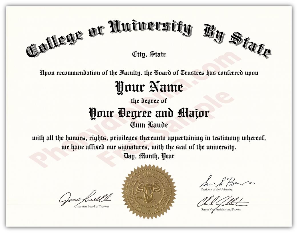 USA College and University Diploma State Design