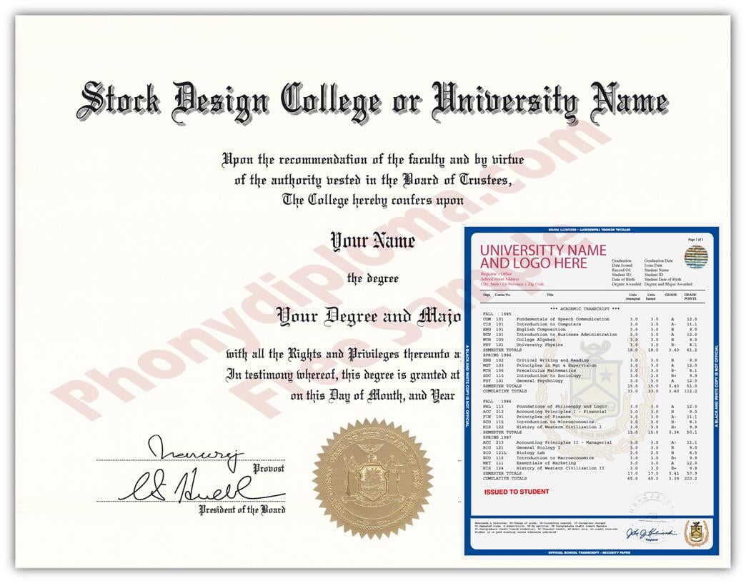 Fake USA College or University Diploma and Transcripts