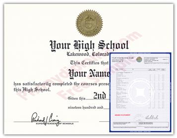 Fake High School Decade Design Diploma and Transcript