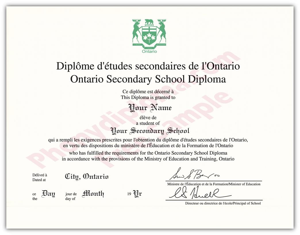 Canada Fake Secondary School Design Diplomas