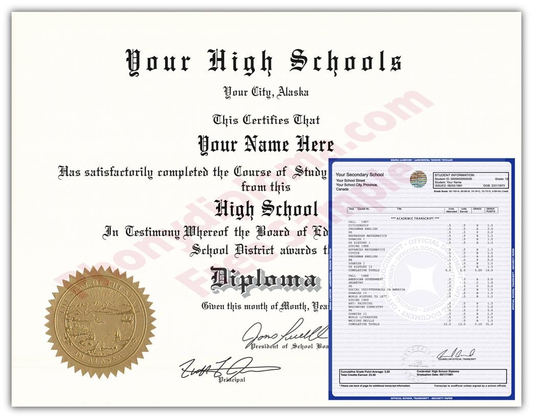 Fake High School State Design Diplomas & Transcripts