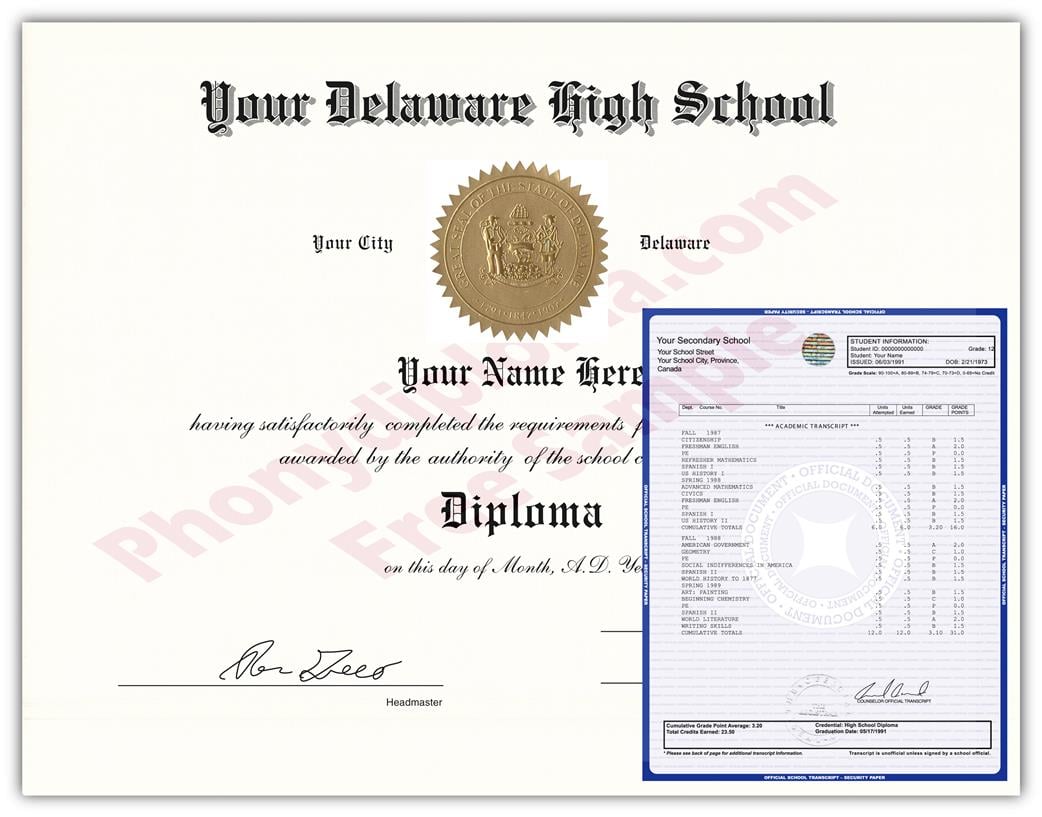 Fake High School State Design Diplomas & Transcripts