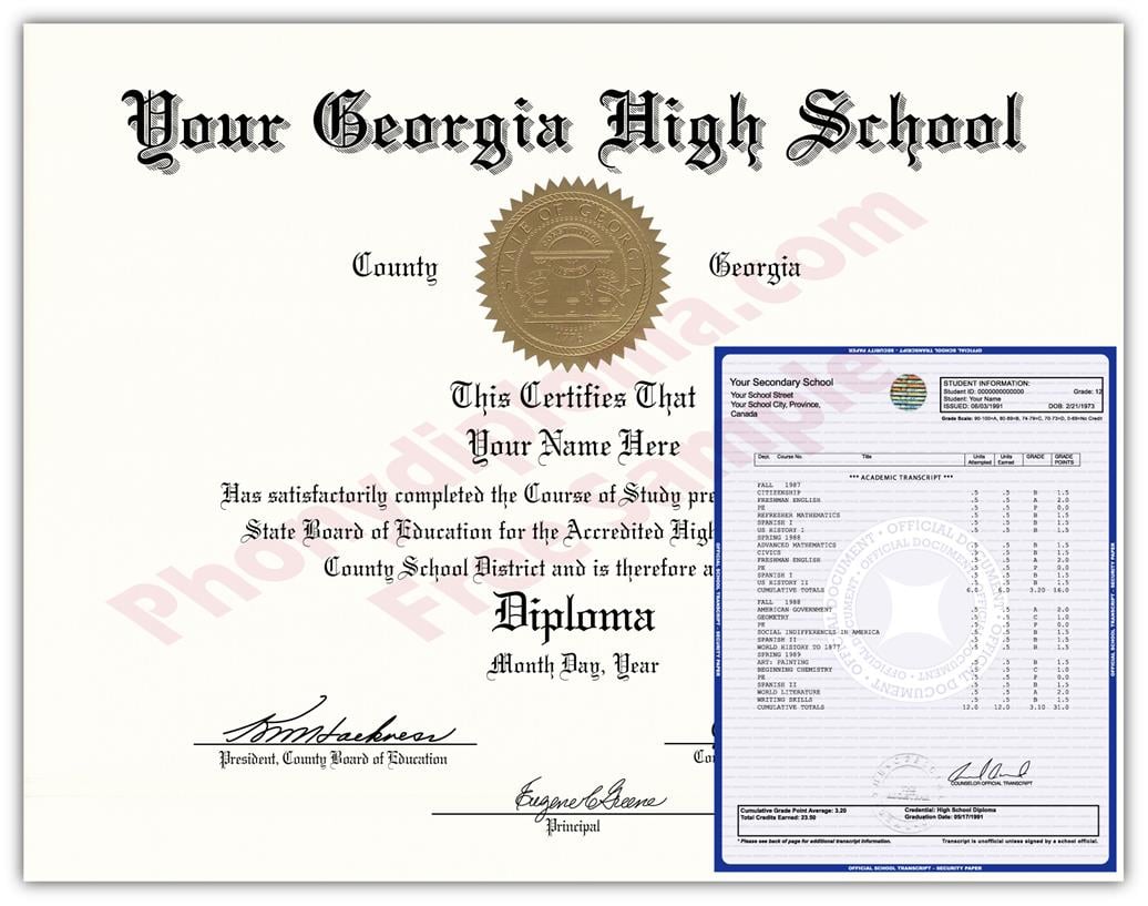 Fake High School State Design Diplomas & Transcripts