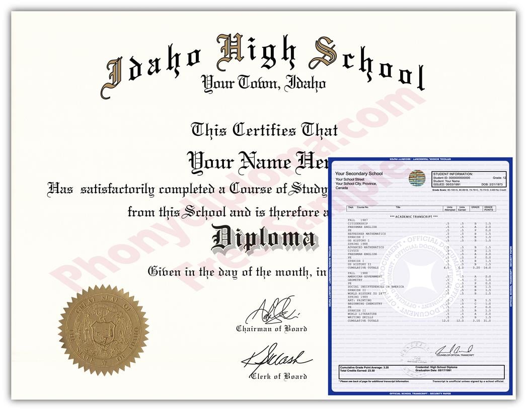 Fake High School State Design Diplomas & Transcripts