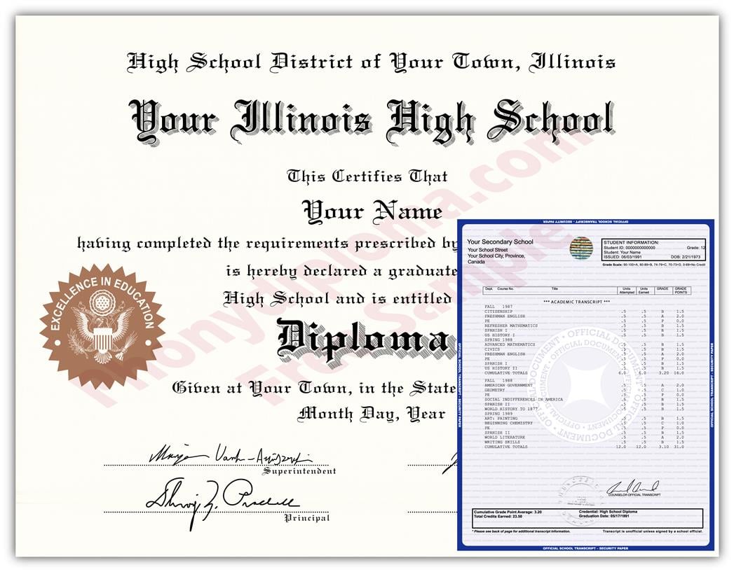 Fake High School State Design Diplomas & Transcripts