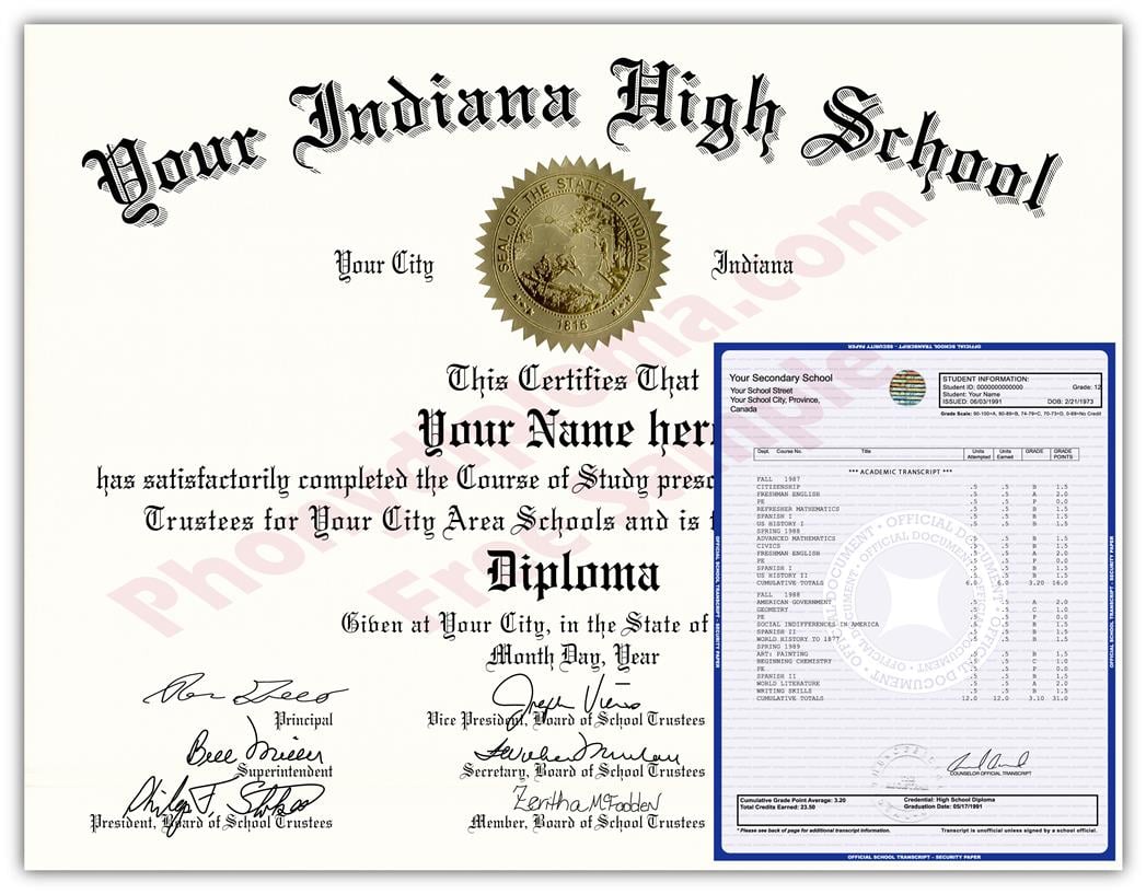 Fake High School State Design Diplomas & Transcripts