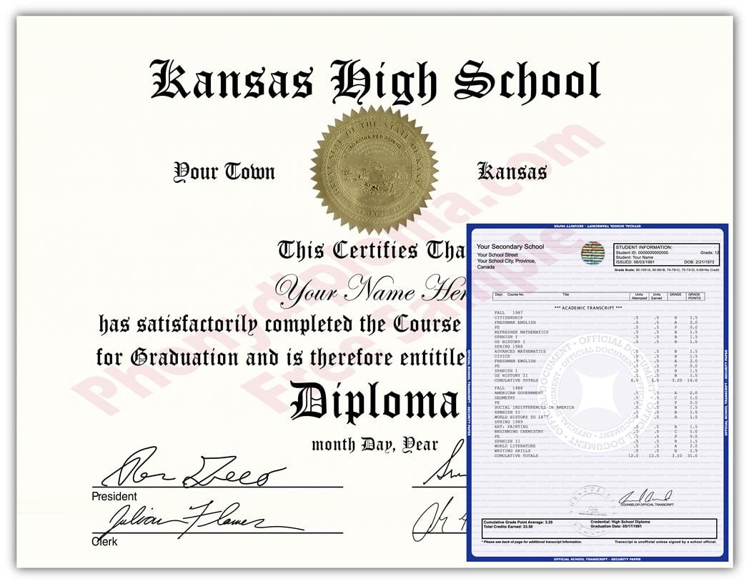 Fake High School State Design Diplomas & Transcripts