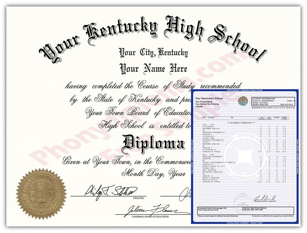 Fake High School State Design Diplomas & Transcripts