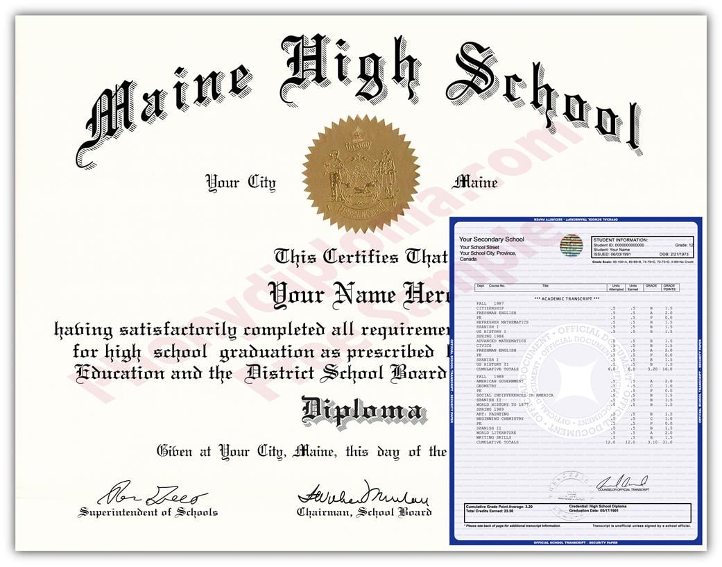 Fake High School State Design Diplomas & Transcripts