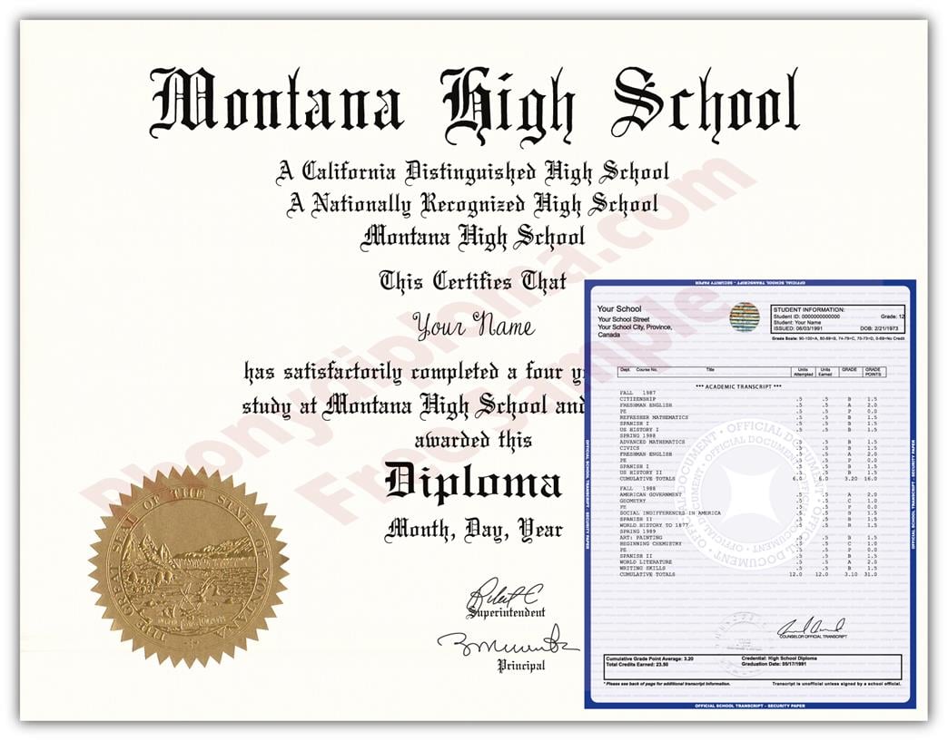 Fake High School State Design Diplomas & Transcripts